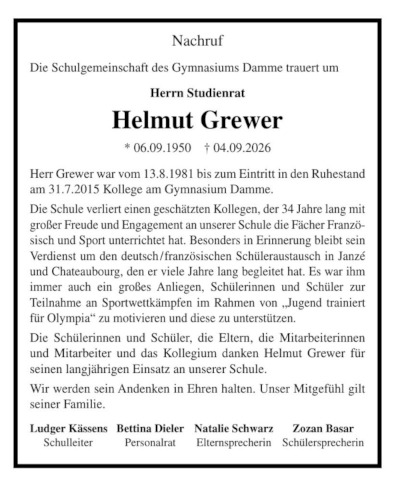 Traueranzeige Grewer